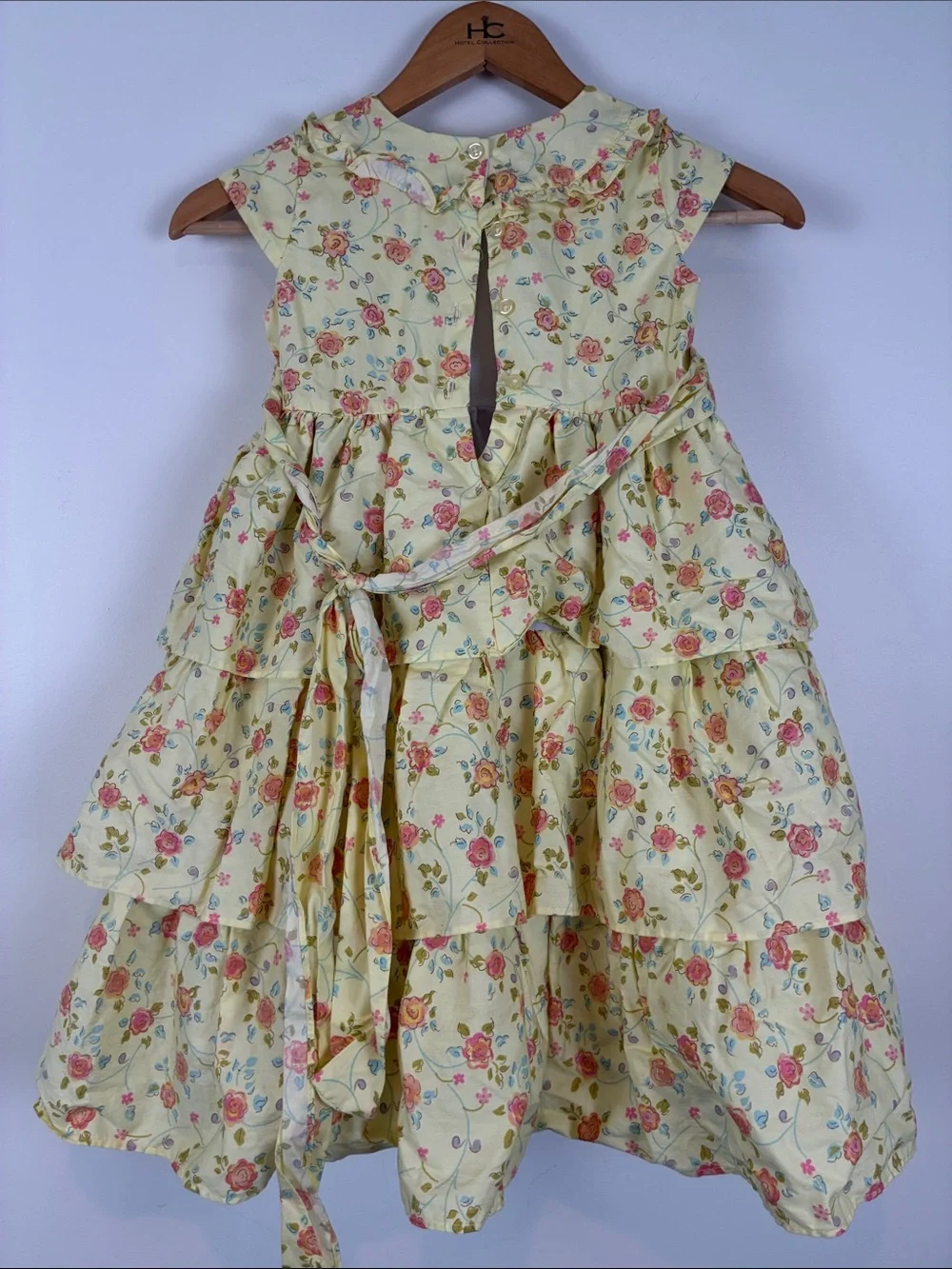Laura Ashley Girls 6 Yellow Floral Tiered Sundress Cottagecore Garden Party